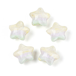 Светло-желтый Прозрачные акриловые бусины, бусины ручной работы, звезда, с блестящей пудрой и эмалью, светло-желтый, 19~19.5x20.5~21x16 мм, отверстие : 2 мм