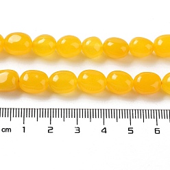 Gold Natural Jade Beads Strands, Dyed, Nuggets, Tumbled Stone, Gold, 9.5~11.5x8~8.5x7~8mm, Hole: 1mm, about 34~38pcs/strand, 14.76~15.16''(37.5~38.5cm)