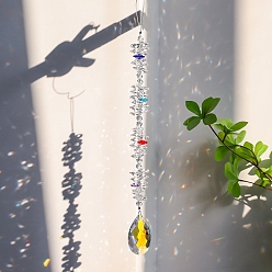 Teardrop Подвесные украшения из хрусталя, Стеклянные ловцы солнца с кисточками для украшения дома и сада, слеза, 310 мм