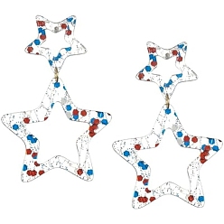 Прозрачный Акриловые серьги-гвоздики для женщин с элементом флага, звезда, прозрачные, 74 мм