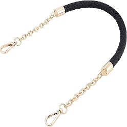 Black PU Leather Knitting Bag Strap, with Iron Findings & Cable Chain, Alloy Swivel Clasps, for Bag Replacement Accessories, Black, 61x1.4cm