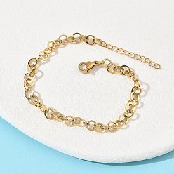 Золотой 304 женские браслеты-цепочки из нержавеющей стали., ионное покрытие (ip), золотые, 6-3/4 дюйм (17.1 см)