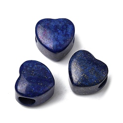 Ляпис-Лазурь Окрашенные натуральные европейские бусины из лазурита, сердце крупные бусины отверстие, 13x14.5~15x10.5~11 мм, отверстие : 5.5~5.6 мм