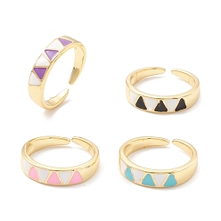 (52) Непрозрачная лаванда Кольцо-манжета с треугольной эмалью, долговечное открытое кольцо из латуни с покрытием для женщин, золотые, разноцветные, размер США 7 3/4 (17.9 мм)