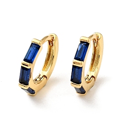 Черный Прямоугольные серьги-кольца с кубическим цирконием, настоящие позолоченные украшения из латуни для женщин, без кадмия, без никеля и без свинца, чёрные, 18 мм, штифты : 12x13x2 мм