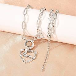 Платина Подвеска в виде сердца с прозрачными кубическими циркониями в латунном стиле ко Дню матери., без кадмия и без свинца, долговечный, стойки покрытие, платина, 16.93 дюйм (43 см)