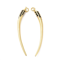 Настоящее золото 18K Покрытие стойки латунь с подвесками из фианита, долговечный, без кадмия и без свинца, реальный 18 k позолоченный, 57.8x1.5~4.8x4.5 мм, отверстие : 3 мм