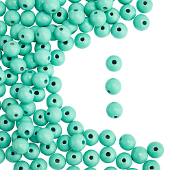 Аквамарин Природных шарики древесины, окрашенные, круглые, аквамарин, 12x11 мм, отверстие : 4 мм