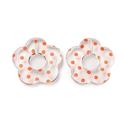 Коралловый Прозрачные акриловые шарики печатных, цветок, коралл, 26x27x5 мм, отверстие : 1.6 мм