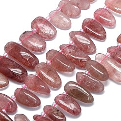 Strawberry Quartz Synthetic Strawberry Quartz Beads Strands, Nuggets, Top Drilled, with Seed Beads, 10~41.5x5~12x2~7mm, Hole: 0.8~1.2mm, 16.14~16.54''(41~42cm)