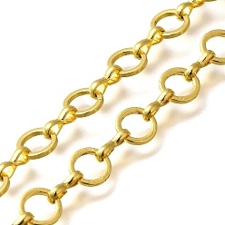 Золотой Латунные звенья цепи с покрытием стойки, без кадмия и без свинца, долговечный, несварные, плоско-круглые, золотые, 7x1 мм