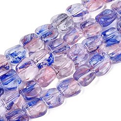 Medium Purple Handmade Lampwork Beads Strands, Square, Medium Purple, 10.5~11.5x10.5~12.5x5~7mm, Hole: 0.8~1mm, about 24pcs/strand, 10.24~10.43 inch(26~26.5cm)