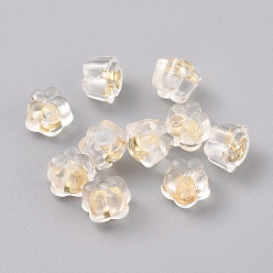 Golden Silicone Ear Nuts, Earring Backs, with 925 Sterling Silver Findings, Plum Blossom, Clear, Golden, 5.2x5.2x4mm, Hole: 0.6mm