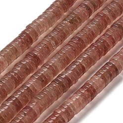 Клубничный Кварц Природного кварца клубники нитей бисера, диск, Heishi бусы, 6x1.5 мм, отверстие : 0.6 мм, около 239 шт / нитка, 15.28~15.35'' (38.8~39 см)