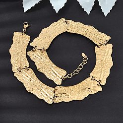 Golden 316L Surgical Stainless Steel Textured Link Chain Choker Necklaces, Golden, 14.57 inch(37cm)