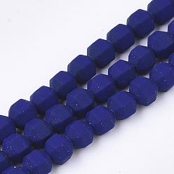 Dark Blue Spray Painted Non-magnetic Synthetic Hematite Beads Strands, Star Cut Round Beads, Faceted, Dark Blue, 4x4x4mm, Hole: 0.5mm, about 100pcs/strand, 15.7 inch