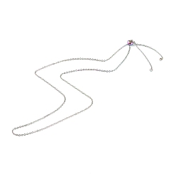 Rainbow Color Ion Plating(IP) 304 Stainless Steel Slider Necklace Makings, with Cable Chains and Slider Beads, Rainbow Color, 23.42 inch(59.5cm)