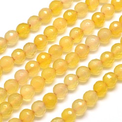 (932FM) Темно-синий аква-матовый с подкладкой Окрашенные естественный агат граненый бисер пряди круглые, темно-золотистые, 8 мм, отверстие : 1 мм, около 48 шт / нитка, 14.5 дюйм