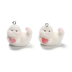 Other Animal Подвески из непрозрачной смолы, с железной платиной петлей, печать, 28.5x19 мм, отверстие : 2 мм