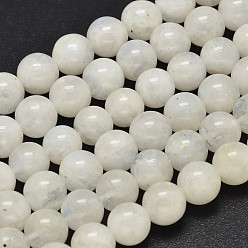 Rainbow Moonstone Круглые бусины из натурального радужного лунного камня, 10 мм, отверстие : 1 мм, около 41 шт / нитка, 15.5 дюйм