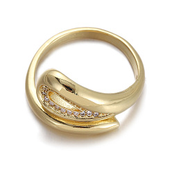 Золотой Манжеты из латуни mirco pave с прозрачным кубическим цирконием, слеза, золотые, внутренний диаметр: 15~20 мм