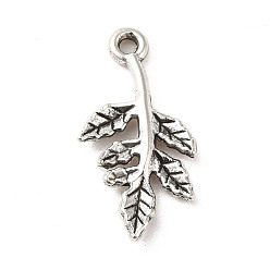 Античное Серебро Сплавочные подвески тибетского стиля, без кадмия и без свинца, лист, античное серебро, 20x10x2 мм, отверстие : 1.4 мм