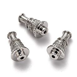 Platin Farbe Messing Perlen, langlebig überzogen, Turm, Platin Farbe, 14x8 mm, Bohrung: 1.2 mm