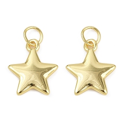 Настоящее золото 18K Латунные подвески, без кадмия и без свинца, с целью перехода в кольце, звезды прелести, реальный 18 k позолоченный, 12x10x1.5 мм, отверстие : 2.7 мм