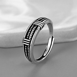 Античное Серебро Латунные кольца для мужчин, античное серебро, внутренний диаметр: регулируемый