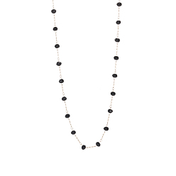 Черный 304 Колье из нержавеющей стали и стекла для женщин, рондель, ионное покрытие (ip), долговечный, реальный 14 k позолоченный, чёрные, 17.72 дюйм (45 см)