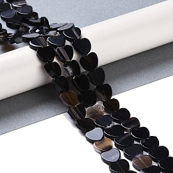 Black Agate Natural Black Agate Beads Strands, Dyed & Heated, Heart, 10x10.5x3mm, Hole: 0.7mm, about 41~42pcs/strand, 15.55''~15.94''(39.5~40.5cm)