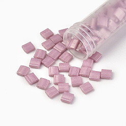 (TL599) Opaque Antique Rose Luster MIYUKI TILA Beads, Japanese Seed Beads, 2-Hole, (TL599) Opaque Antique Rose Luster, 5x5x1.9mm, Hole: 0.8mm, about 5900pcs/500g