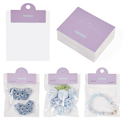 Орхидея 100шт. складные бумажные карточки с цветочным рисунком для оформления витрин, с 100 целлофановыми пакетами OPP, прямоугольные, сиреневые, 5x6.4x0.035 см, 100 шт / комплект