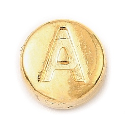 Letter A 304 из нержавеющей стали бусы, плоские круглые с буквы, золотые, буква a, 7x3.5 мм, отверстие : 1.7 мм
