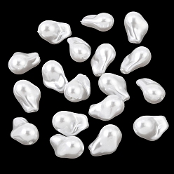 White ABS Plastic Imitation Pearl Beads, Nuggets, White, 21.5x15x12mm, Hole: 2mm, about 293pcs/500g