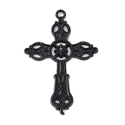 Черный Большие сплавочные подвески, без кадмия, без никеля и без свинца, крестик, чёрные, 50x33x3 мм, отверстие : 2.5 мм