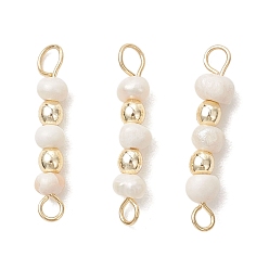 Золотой Натуральный культивированный пресноводный жемчужный картофель с круглыми гальваническими синтетическими немагнитными гематитовыми бусинами-подвесками., белые, золотые, 24x4~5x4~5 мм, отверстия : 2 mm и 3 мм