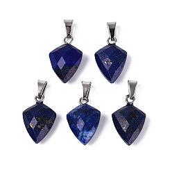 Ляпис-Лазурь Природный лазурит подвески, гранёные подвески в виде стрел, с защелкой из нержавеющей стали на поручнях, цвет нержавеющей стали, 17~19x10.5~11.5x5~6 мм, отверстие : 5.5x3 мм