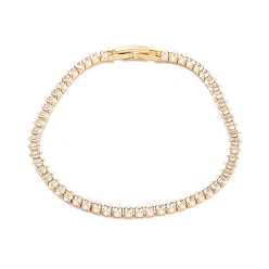 Золотой Браслеты из латуни с прозрачным фианитом и звеньями в виде конского глаза, без никеля , долговечный, золотые, 7-3/8 дюйм (18.6 см)