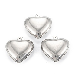 Нержавеющая Сталь Цвет Не тускнеющие 316 подвески из хирургической нержавеющей стали, сердце, цвет нержавеющей стали, 26x25x8 мм, отверстие : 1.6 мм