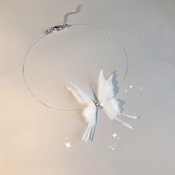 Белый Ожерелья-чокеры из хрусталя с бабочками и стразами, белые, 11.81 дюйм (30 см)