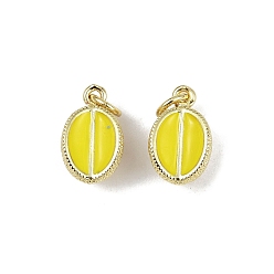 Durian Латунь эмаль подвески, с целью перехода в кольце, фруктовое очарование, без свинца и без кадмия, долговечный, стойки покрытие, реальный 18 k позолоченный, дуриан, 13.5x8.5x7 мм, отверстие : 3 мм