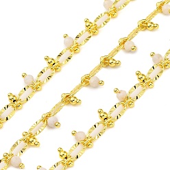 Нефрит Цепочки из граненых бусин из натурального белого нефрита ручной работы, пайки, с катушкой, долговечный, реальный 18 k позолоченный, без свинца и без кадмия, овальные ссылки: 8x4x1.5 мм, бусины : 3~3.5 мм