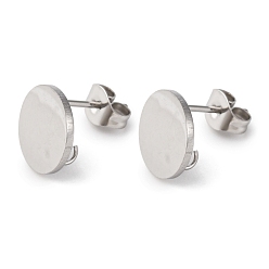 Нержавеющая Сталь Цвет 304 Выводы серьги из нержавеющей стали шпилька, плоско-круглые, цвет нержавеющей стали, 10 мм, отверстие : 1.8 мм, штифты : 1 мм