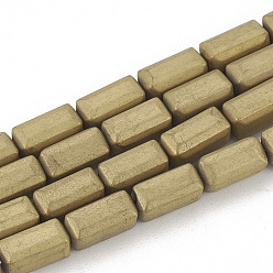 Light Gold Plated Electroplate Non-magnetic Synthetic Hematite Beads Strands, Matte Style, Cuboid, Light Gold Plated, 8x4x4mm, Hole: 1mm, about 50pcs/strand, 15.74 inch