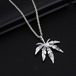 Лист Кулон из сплава 201 ожерелья из нержавеющей стали для мужчин, цвет нержавеющей стали, лист, 27.56 дюйм (70 см)