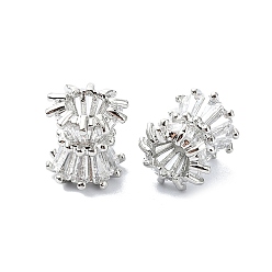 Платина Покрытие стойки латунь микропаве прозрачные кубические циркониевые бусины, долговечный, без свинца и без кадмия, колонка, платина, 10.5x9 мм, отверстие : 2.2 мм