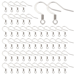 Нержавеющая Сталь Цвет 100шт 304 французские серьги из нержавеющей стали, плоские крючки для серег, провод уха, с горизонтальной петлей, цвет нержавеющей стали, 14x17x2 мм, отверстие : 2 мм, 21 датчик, штифты : 0.7 мм