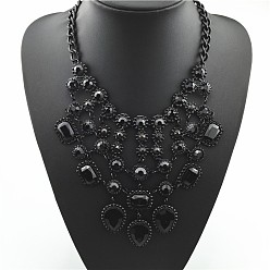 Реактивный Самолет Роскошные многослойные ожерелья в форме капли из сплава в стиле ретро для женщин, чёрные, струя, 16.93 дюйм (43 см)