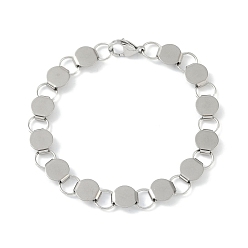 Нержавеющая Сталь Цвет Не тускнеет 201 браслеты из нержавеющей стали с плоскими круглыми звеньями для женщин и мужчин, цвет нержавеющей стали, 8-5/8 дюйм (22 см)